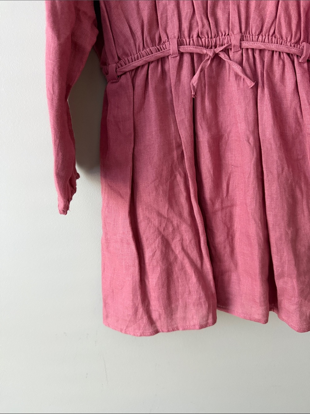 Zara Dusty Rose Long-Sleeve Drawstring Waist Dress - Picture 2 of 6